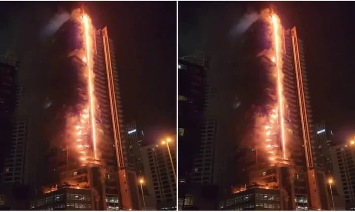 Massive fire breaks out at 35-floor skyscraper near Burj Khalifa in Dubai