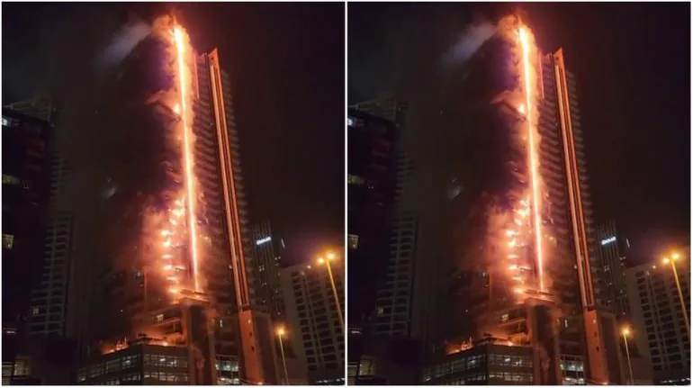 Massive fire breaks out at 35-floor skyscraper near Burj Khalifa in Dubai