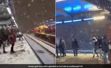 Commuters Pass Time With Snowball Fights At London Station As Trains Are Delayed .